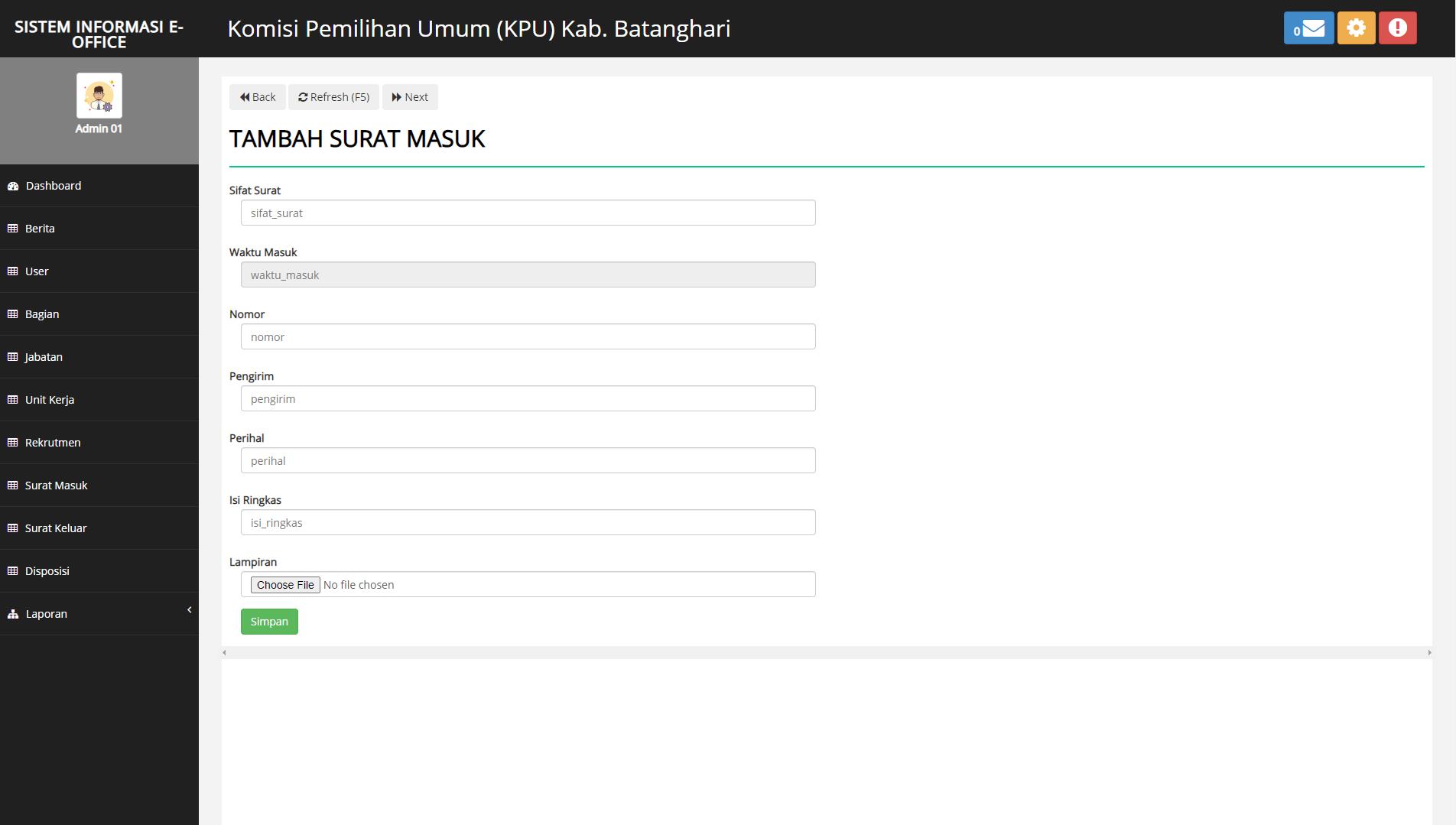 Sistem Informasi Pengarsipan Surat